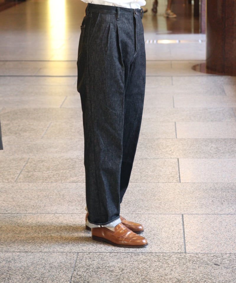 tailored wide straight【Black denim13oz】≪atrie l
