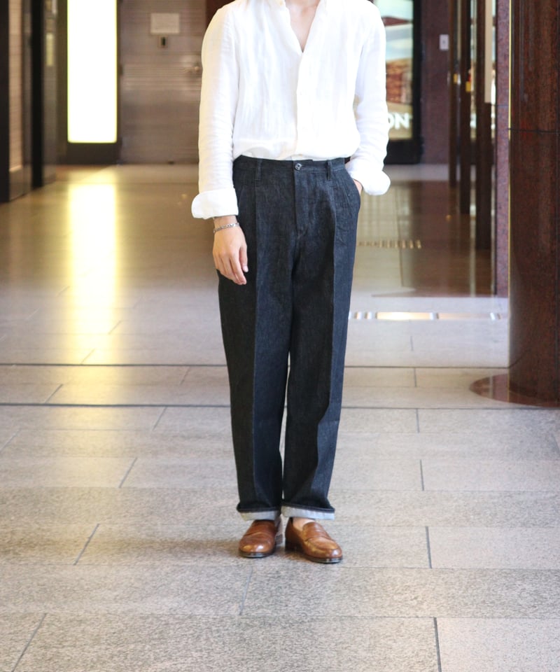 tailored wide straight【Black denim13oz】≪atrie l