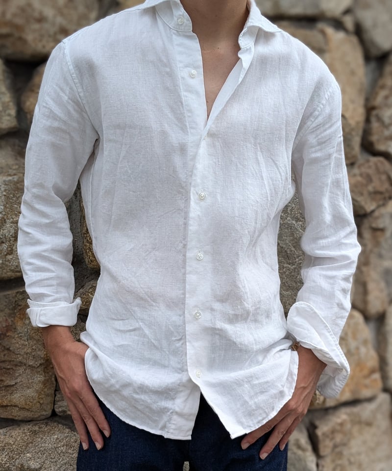 Japan linen shirt 【white】≪Factory line≫ | Jimba's