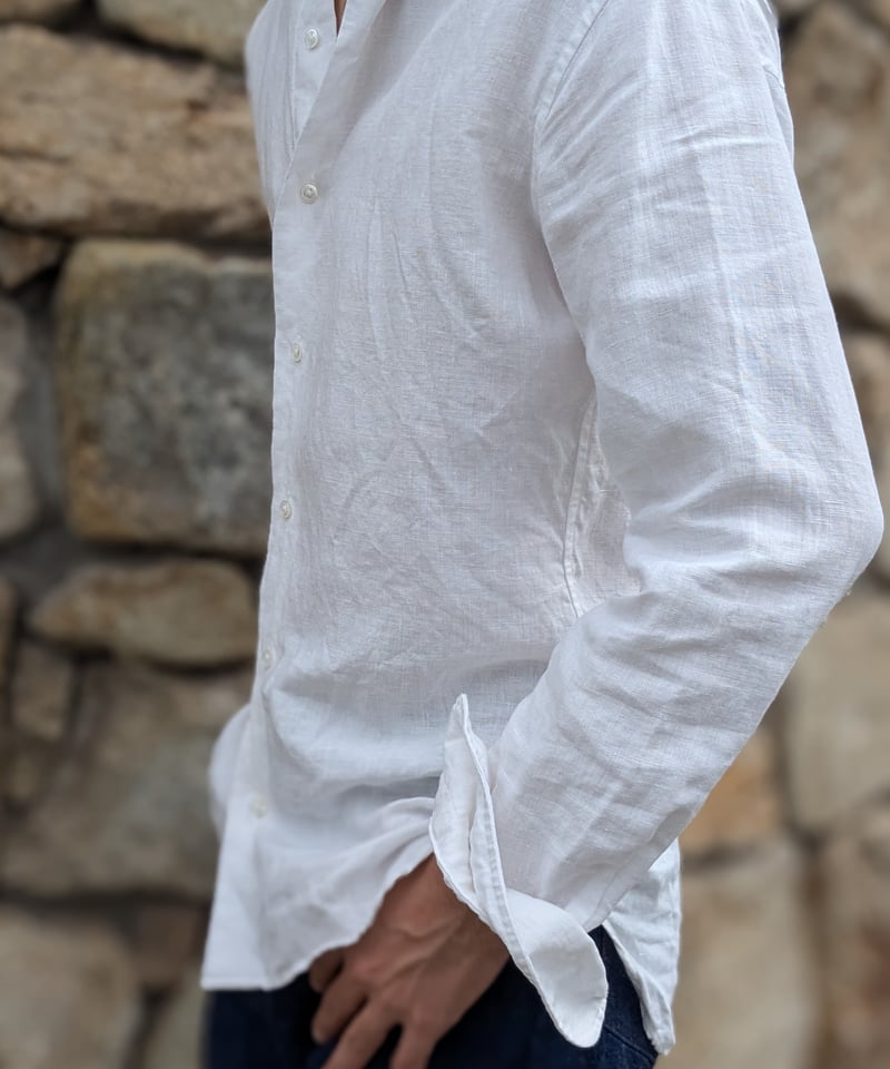 Japan linen shirt 【white】≪Factory line≫ | Jimba's