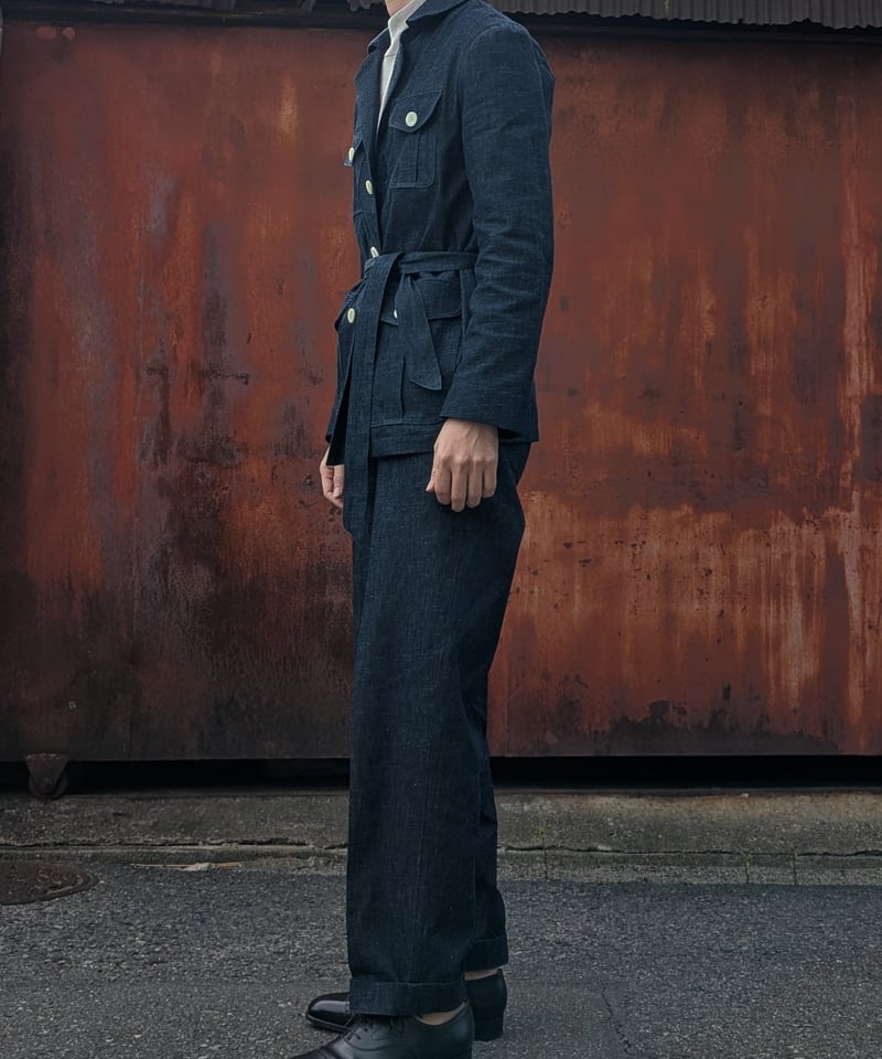 Tailored safari jacket【6oz Cotton linen denim】≪