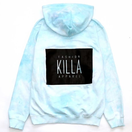 NEW ESSENTIAL BOX LOGO HOODIE TIE-DYE LIGHT BLUE