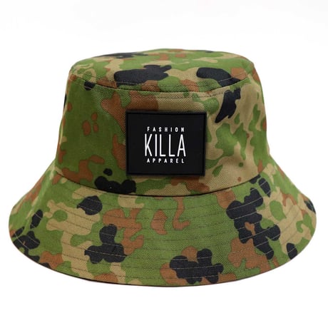 NEW RUBBER BOX LOGO BUCKT HAT GREEN CAMO