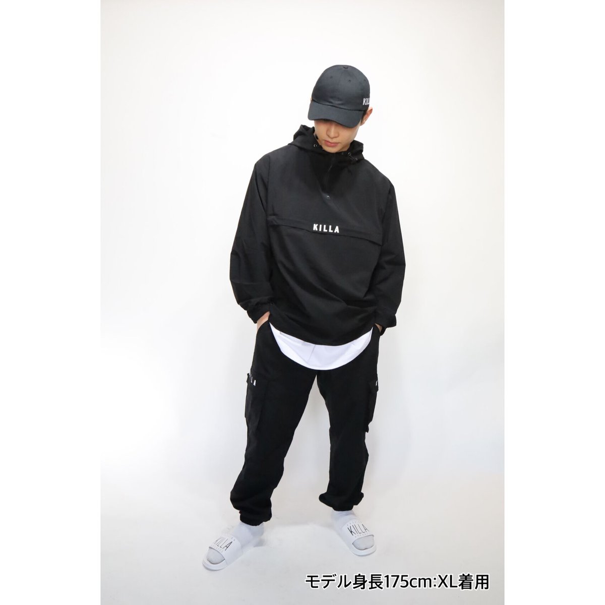 【美品】COCOLO アノラック ナイロンジャケット ワンポイントロゴ 黒 L LOGOS ナイロンジャケット 「CAMP LOGOS/キャンプロゴス