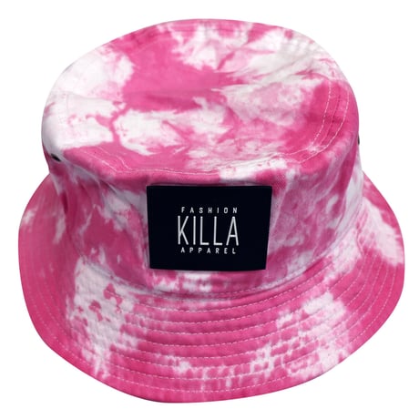 RUBBER BOX LOGO  TIE-DYE BUCKET HAT TIE-DYE PINK