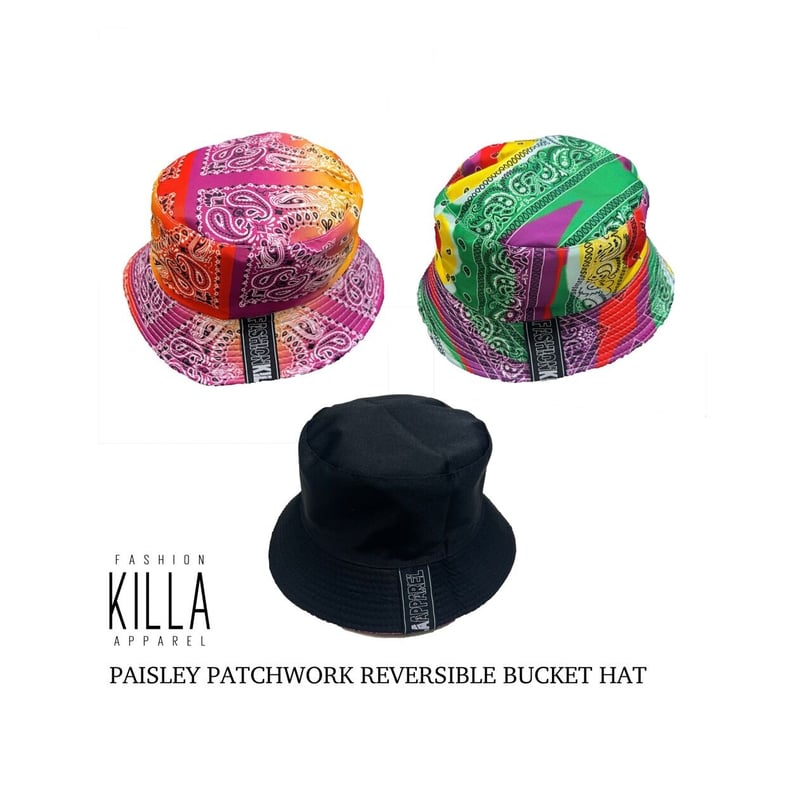 KILLA PAISLEY PATCHWORK REVERSIBLE BUCKET HAT |