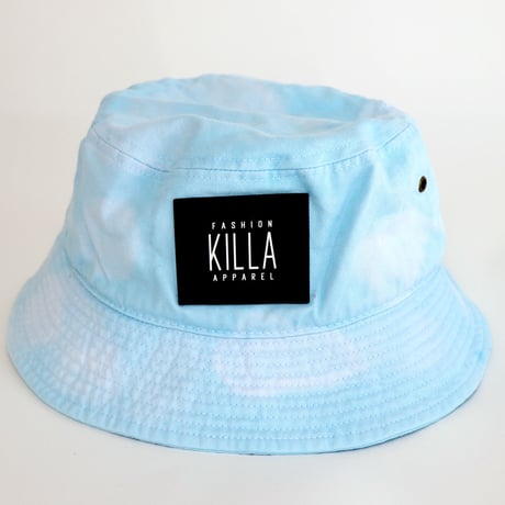 RUBBER BOX LOGO  TIE-DYE BUCKET HAT TIE-DYE LIGHT  BLUE