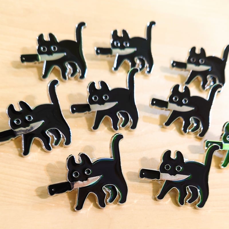 NO.960❤黒猫 睡蓮 虹❤レジンへアゴム ブローチ NO.960❤黒猫 睡蓮 虹❤レジンへアゴム ブローチ 陶の猫ブローチ