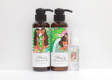 💖送料無料💖【欲張りセット】HuLaシャンプー&トリートメント ３００ml セット&プルメリアオイル30ml(11,880円→10,200円)
