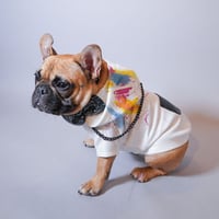 ペインティング！ポケットレザーチェーン付き白パーカー