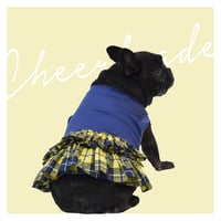 チアガール！夏素材のチェックスカート［ネイビー×黄色］