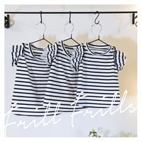 上質お仕立て感！サイロプレミアムボーダー　袖フリルタンク