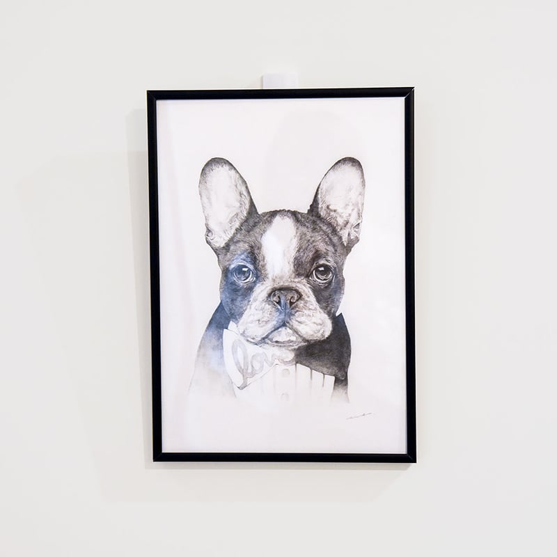 eveさんのイラスト原画「love」 | フレンチブルドッグと中型犬の犬服