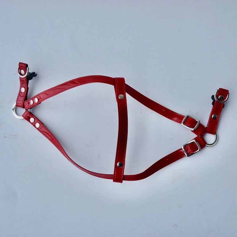 BDOG］フレブル用 本革エナメル赤ハーネスリード | フレンチブルドッグ