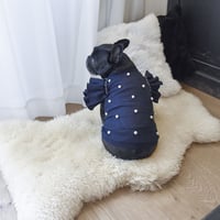 パール付きフリルデニムタンク
