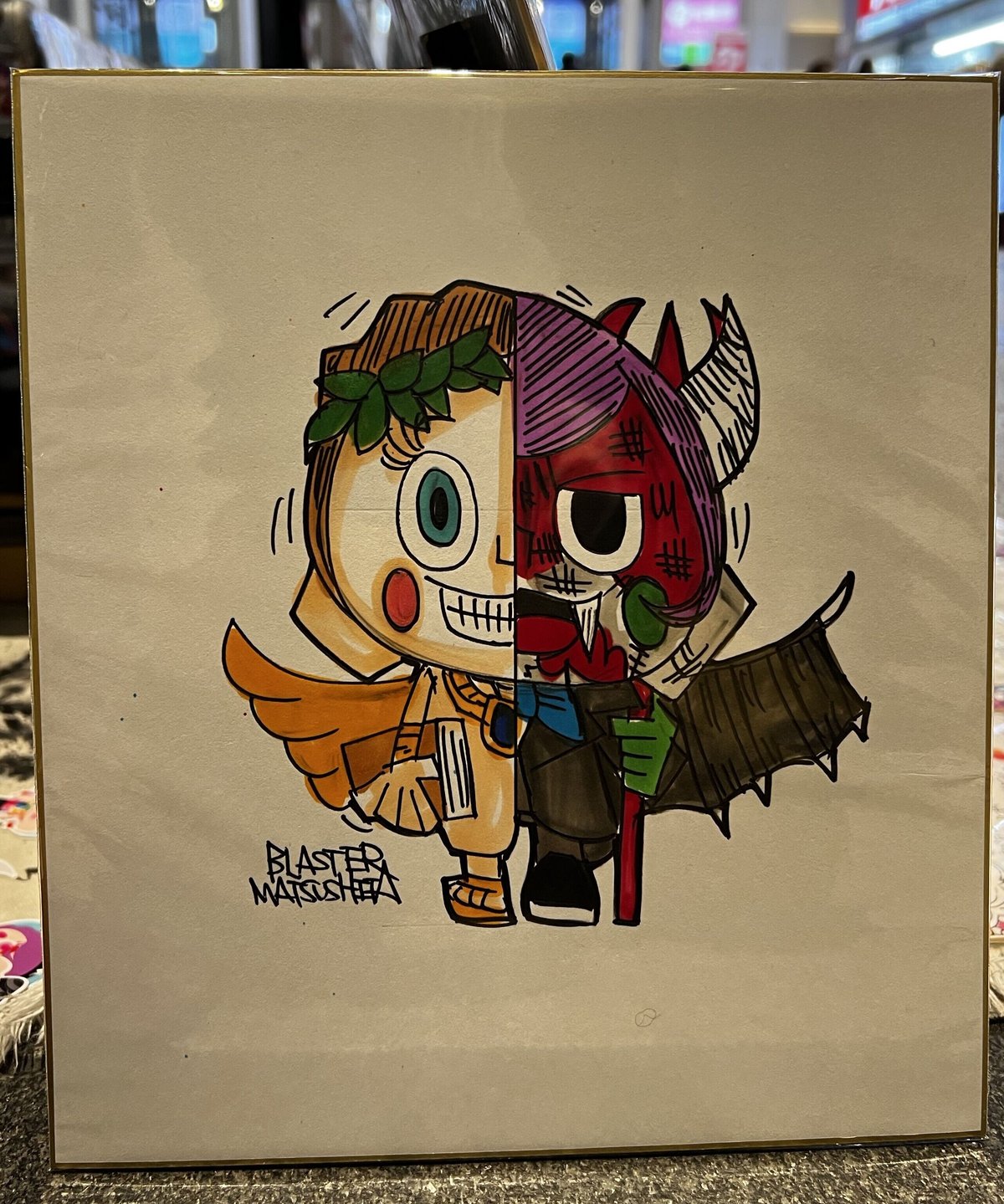 天使と悪魔《男の子》(色紙)ARTWORKS | BLASTER MATSUSHITA ART