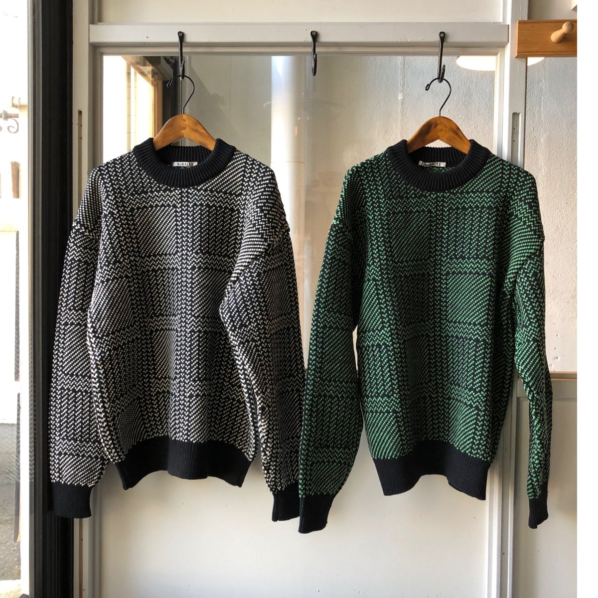 AURALEE HARD TWIST MERINO JACQUARD KNIT - トップス