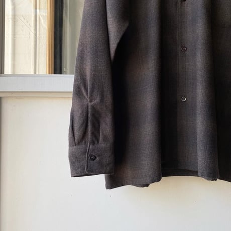 COMOLI   ウールチェック オープンカラーシャツ