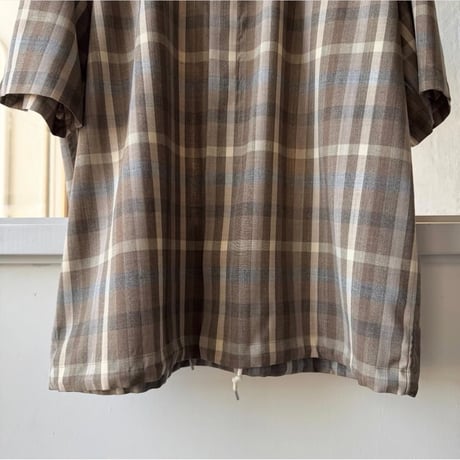 AURALEE　SUPER FINE TROPICAL WOOL CHECK HALF-SLEEVED SHIRT