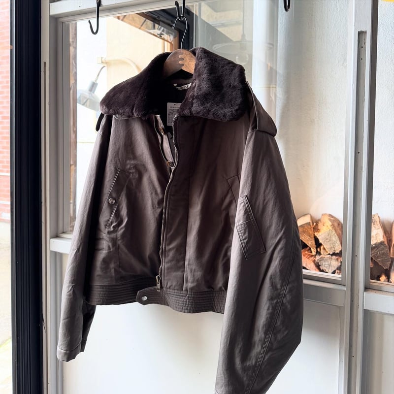 ジャケット・アウター auralee WOOL GABARDINE FLIGHT BLOUSON Auralee Light Wool Max Gabardine Chambray Padded Flight Blouson