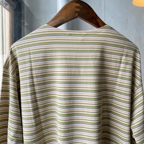AURALEE　HARD TWIST COTTON BORDER BOAT NECK L/S TEE