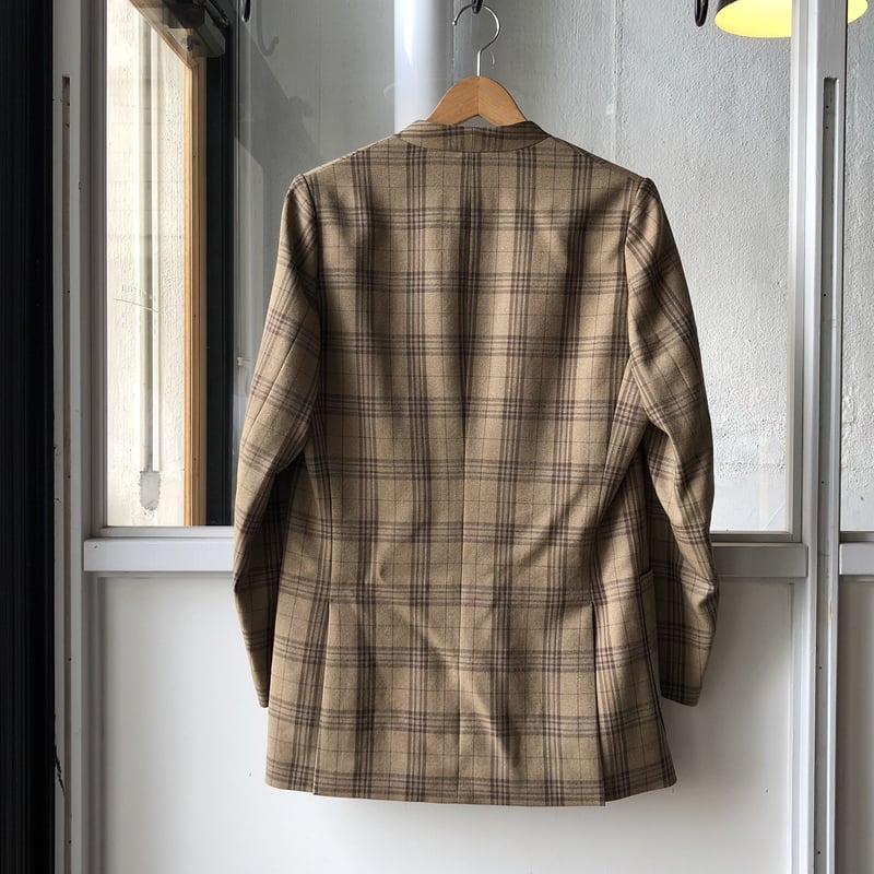 AURALEE WOOL SERGE CHECK NO COLLAR JACKET A9A...