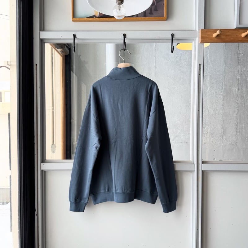 AURALEE ELASTIC HIGH GAUGE SWEAT HALF ZIP P/O |