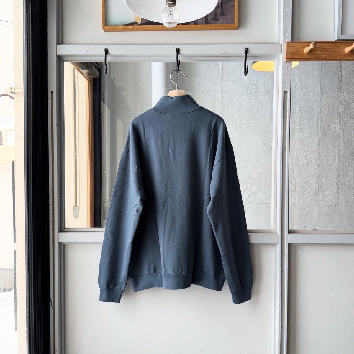 AURALEE ELASTIC HIGH GAUGE SWEAT HALF ZIP P/O |