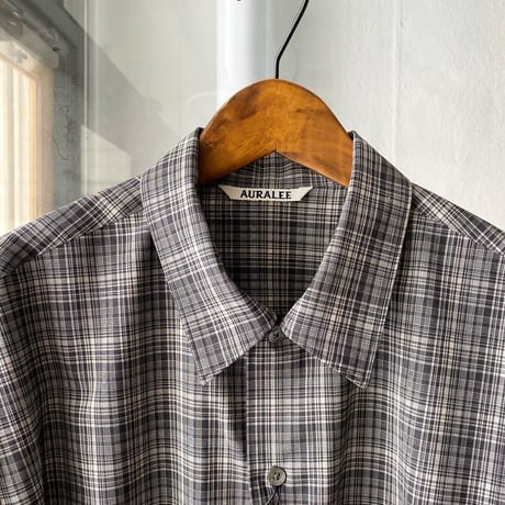 AURALEE   WASHABLE SUPER LIGHT WOOL CHECK SHIRTS  A21SS01LC  (mens)