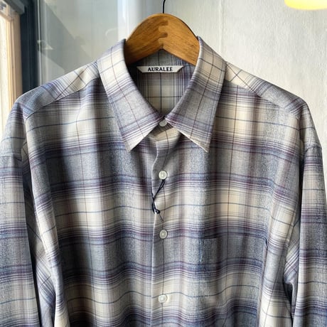 AURALEE 　SUPER LIGHT WOOL CHECK SHIRTS