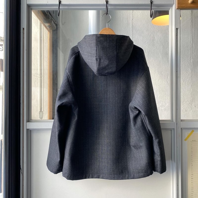 AURALEE BLUEFACED WOOL DOUBLE CLOTH ZIP HOODI