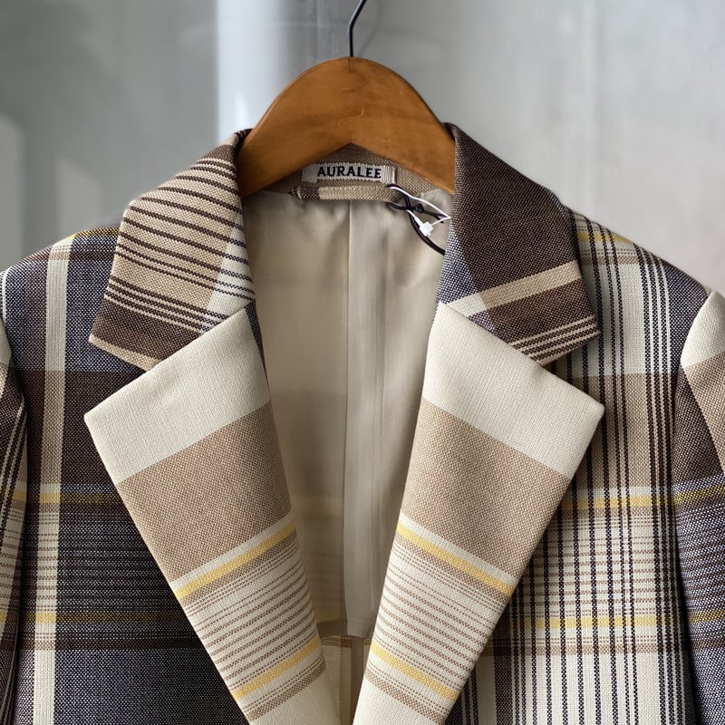 テーラードジャケット AURALEE - AURALEE / ORGANIC WOOL MESH CHECK JACKET AURALEE HARD TWIST ORGANIC WOOL MESH CHECK JA