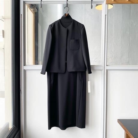 ゴーシュ　ストレッチブラック ノーカラージャケット
