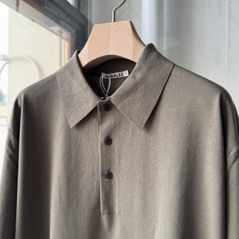 AURALEE GIZA HIGH GAUGE KNIT POLO | Less Higas
