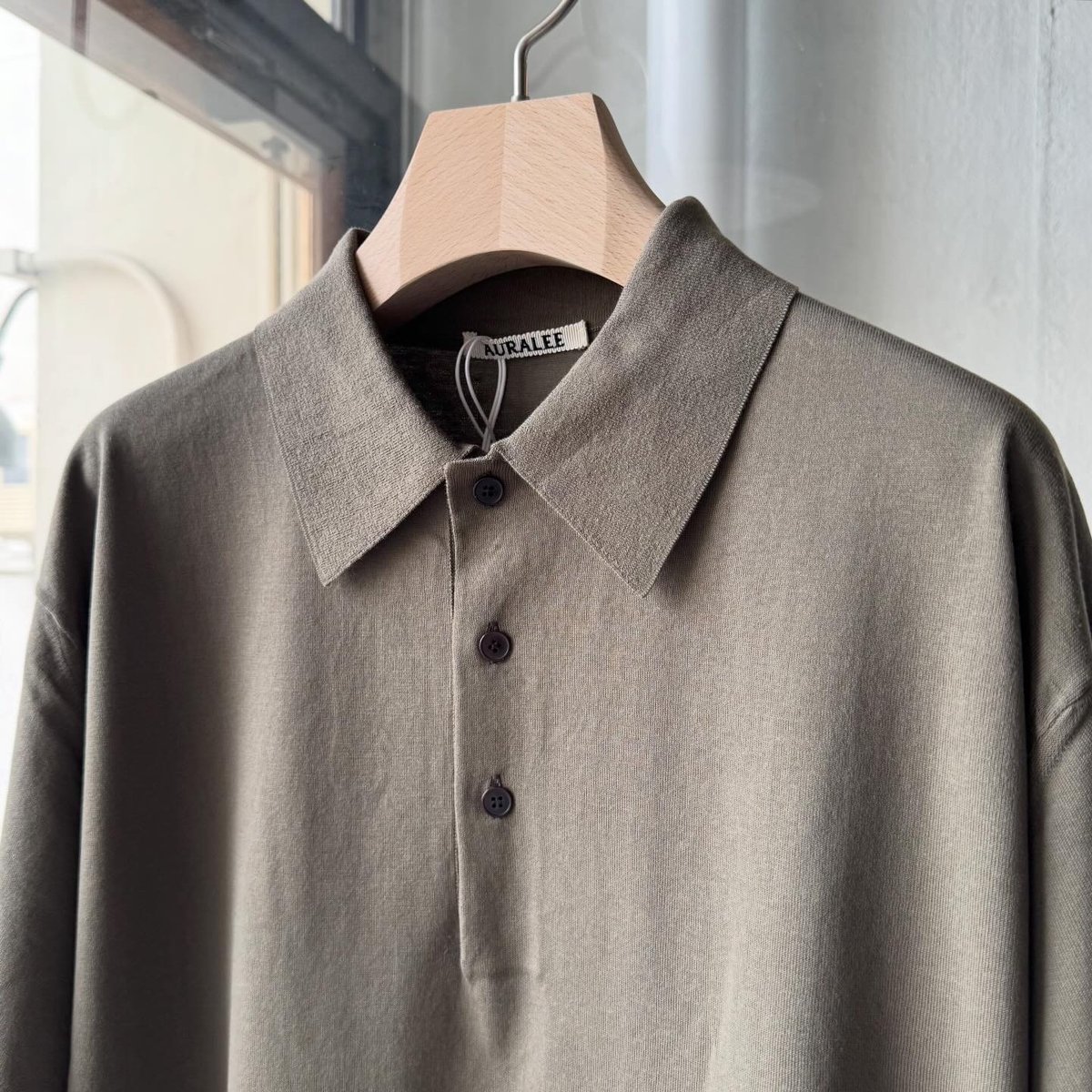 AURALEE GIZA HIGH GAUGE KNIT POLO | Less Higas