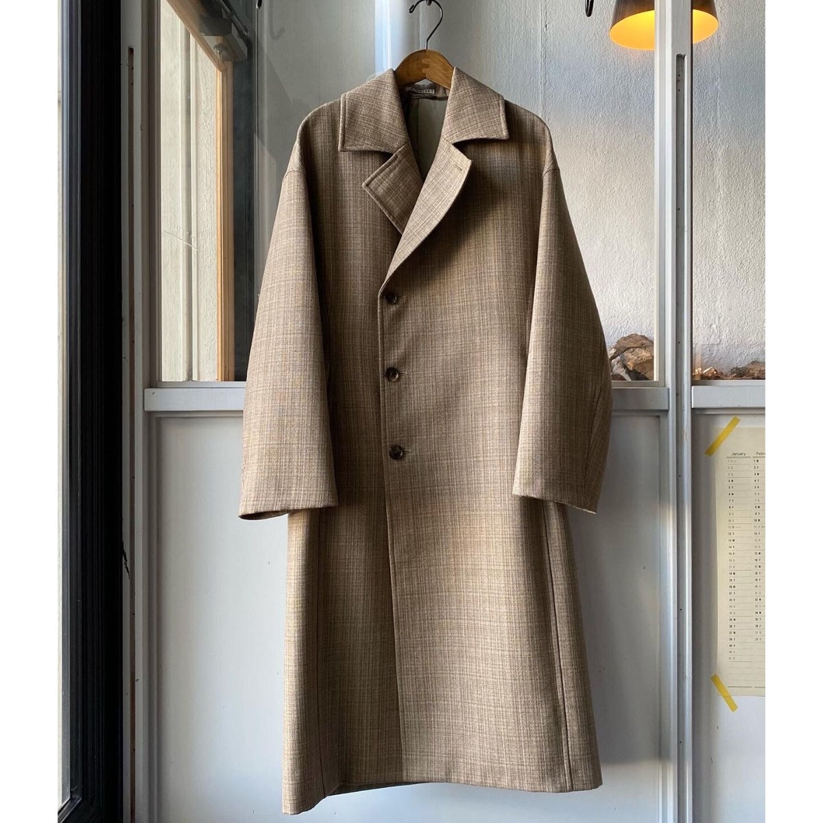 AURALEE BLUEFACED WOOL DOUBLE CLOTH COAT