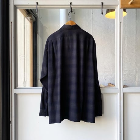 COMOLI   ウールチェック オープンカラーシャツ