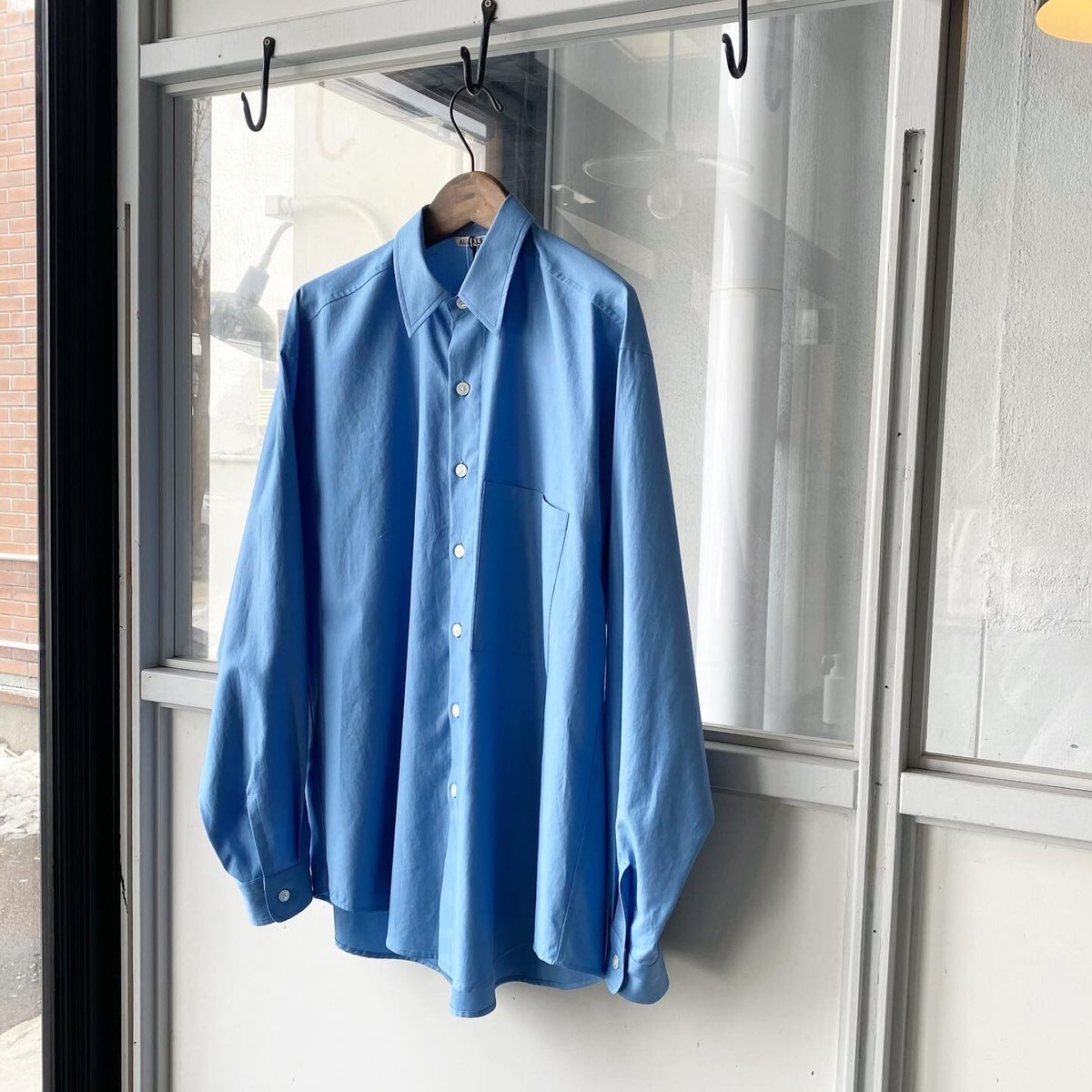 ごすけ　WASHED FINX TWILL BIG SHIRTS AURALEE / Washed Finx Twill Big Shirt (Blue) | twelve