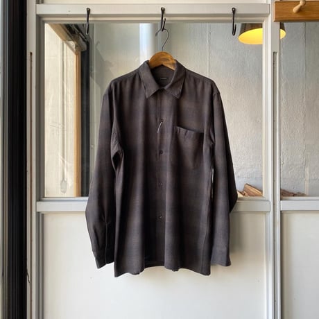COMOLI   ウールチェック オープンカラーシャツ