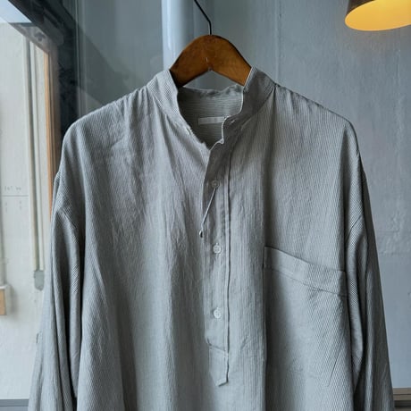COMOLI　C/CA ストライプ プルオーバーシャツ