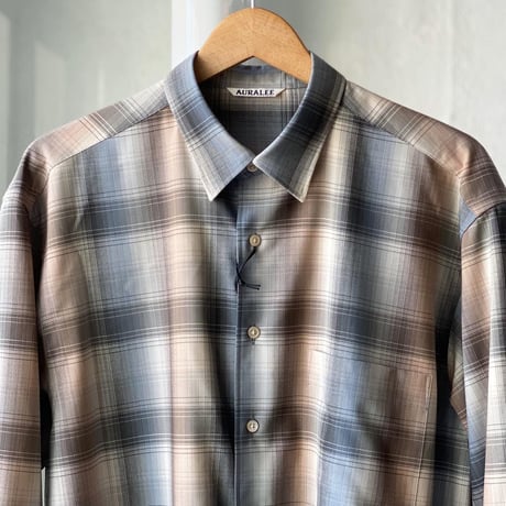 AURALEE SUPER LIGHT WOOL CHECK SHIRTS (Mens) A20AS01LC