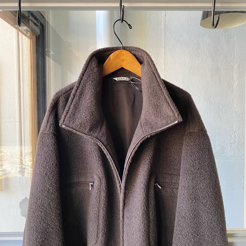 AURALEE BRUSHED SURI ALPACA MOHAIR JAQUARD ZIP