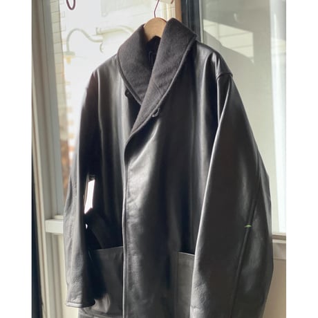 COMOLI   レザーショールカラーコート