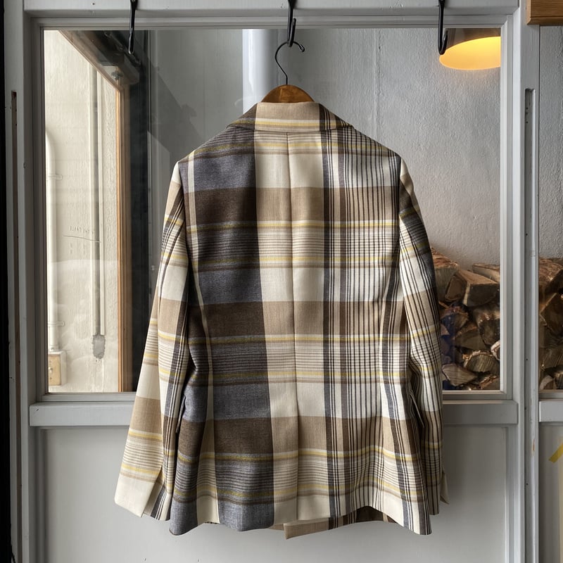 AURALEE HARD TWIST ORGANIC WOOL MESH CHECK JA