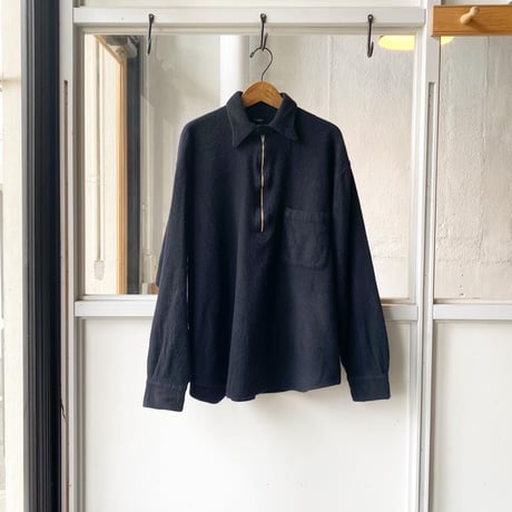 COMOLI　縮絨ウール ハーフジップシャツ