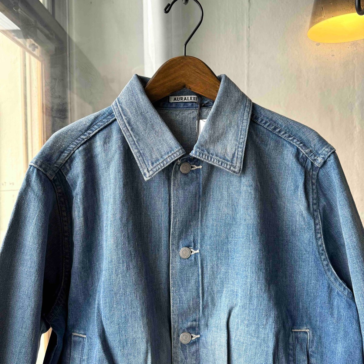 AURALEE SELVEDGE FADED LIGHT DENIM BLOUSON | Le AURALEE SELVEDGE FADED LIGHT DENIM BLOUSON | Le