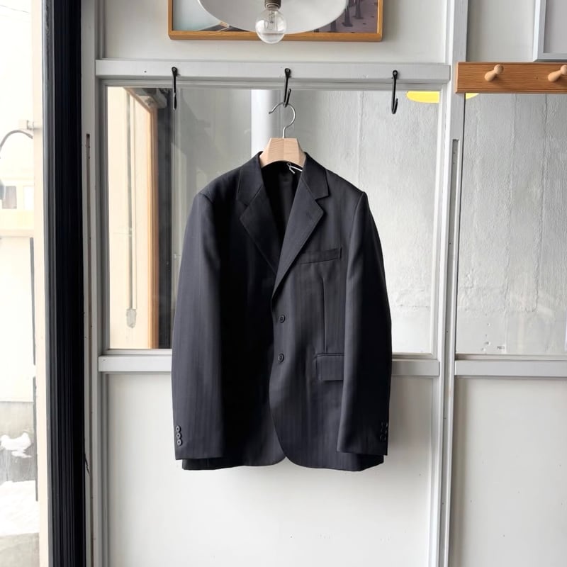AURALEE BLUEFACED WOOL JACKETサイズ3 Auralee Bluefaced Wool Jacket in Brown Red Stripe Curated at Jake