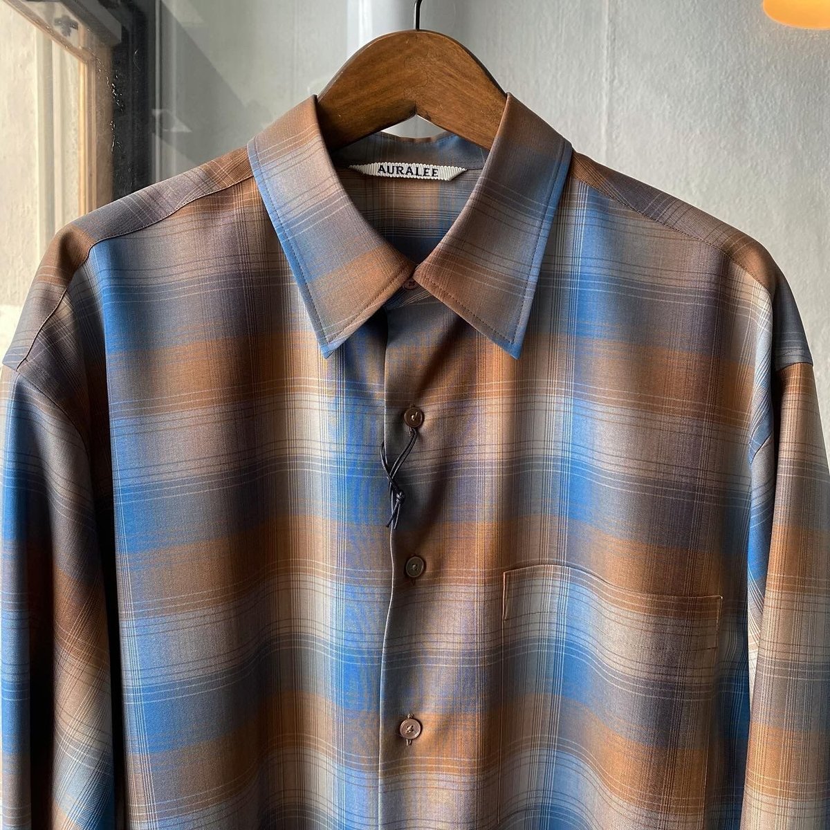 AURALEE SUPER LIGHT WOOL CHECK SHIRTSMADEINJAPAN