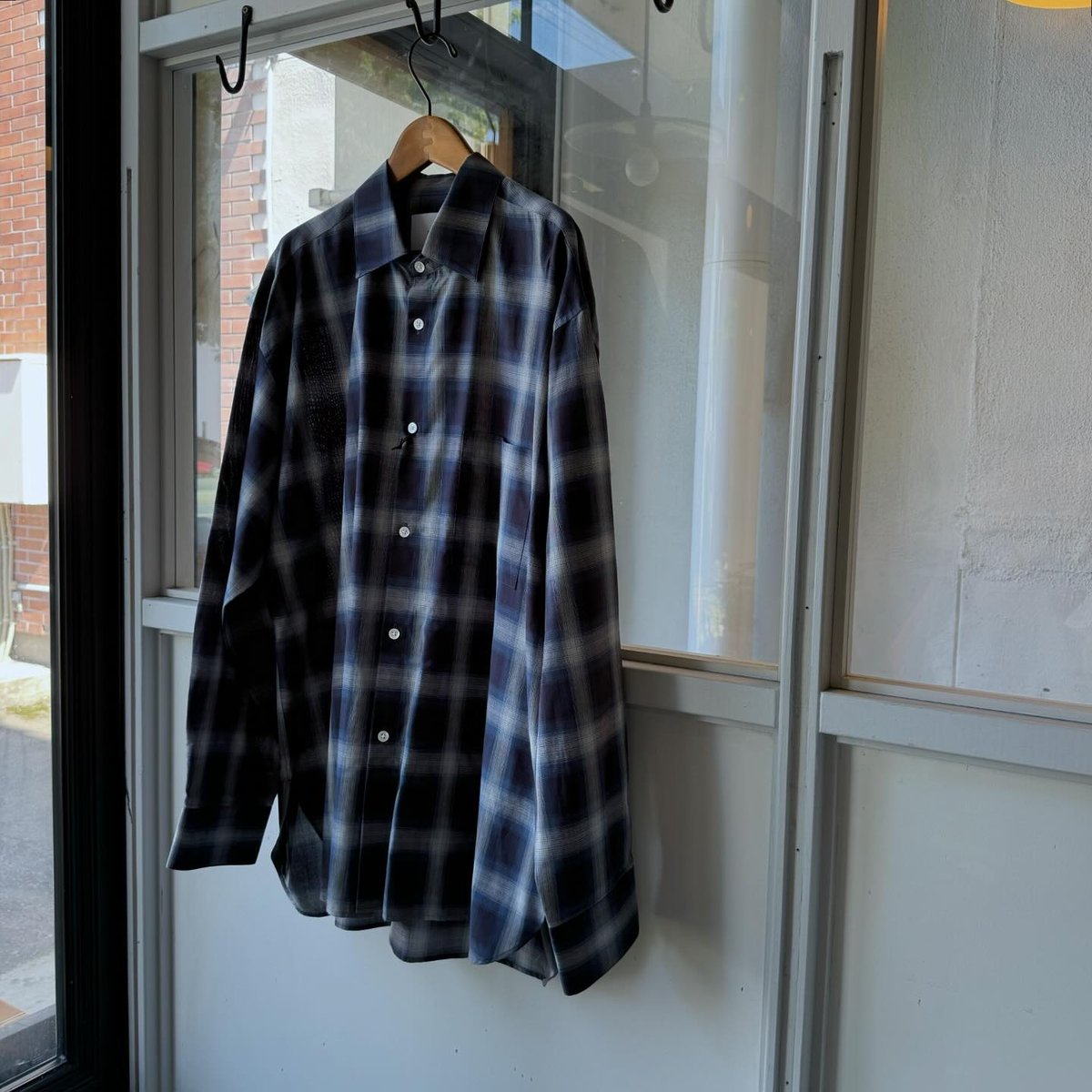トップス ssstein CHECK OVERSIZED DOWN PAT SHIRT SSSTEIN 25SS 