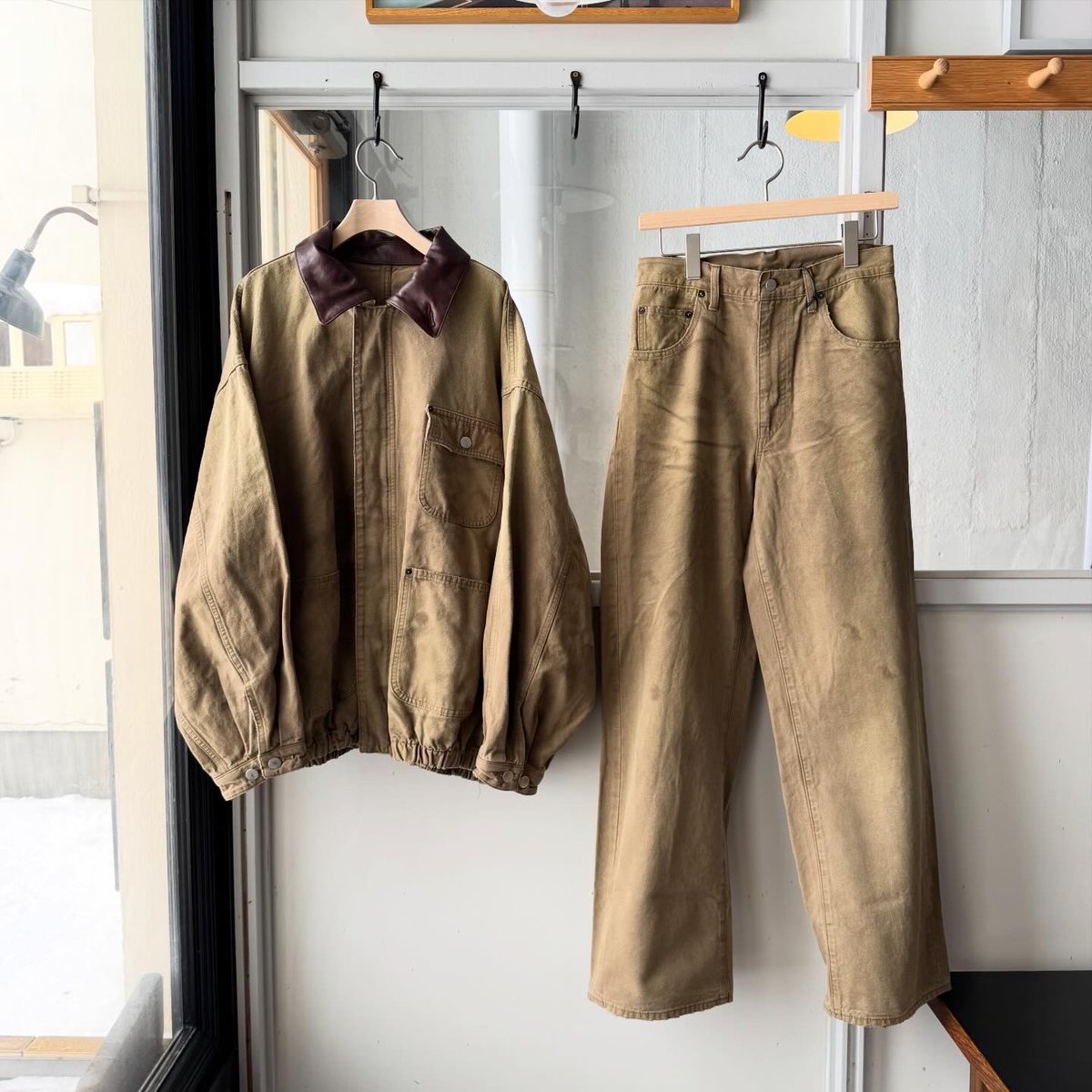 ssstein SULFUR DYED OXFORD VINTAGE WIDE PANTS